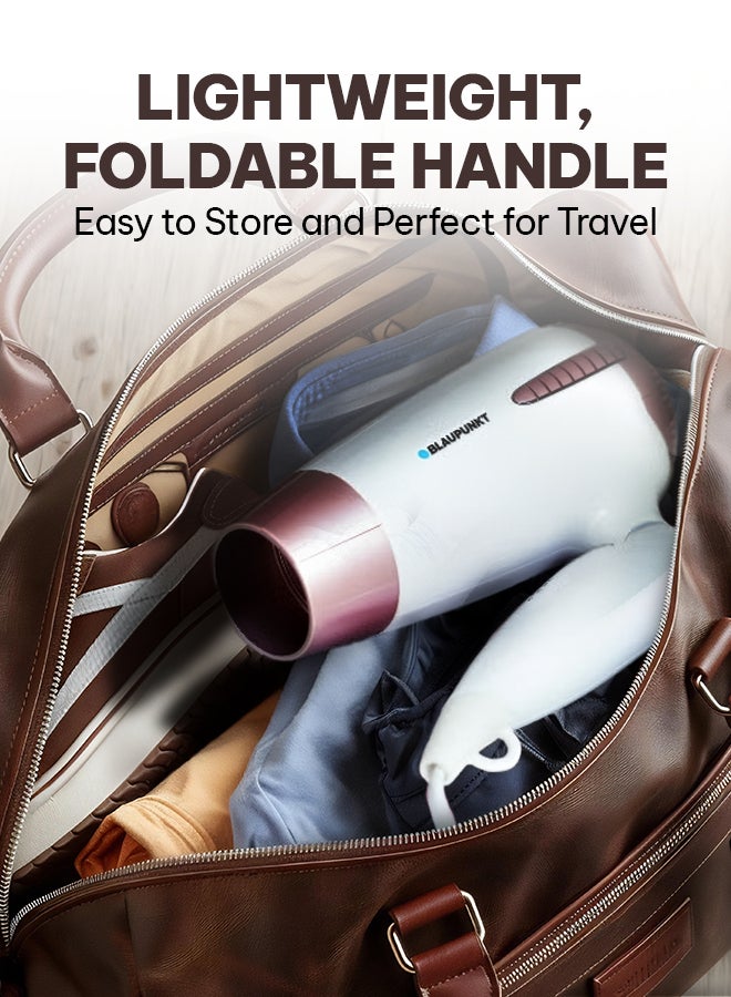 Blaupunkt 1200W Compact Travel Hair Dryer With 3 Heat 2 Speed Settings, Cool Air Function, Foldable Handle, Lightweight Design, Overheat Protection, Quick Drying For Home And Travel Use – SDF312PK - Image 4